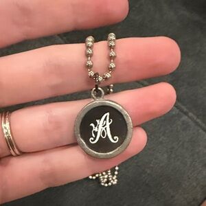 Silver and Black Initial Pendant Necklace
